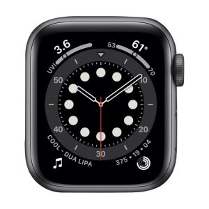 Watch Series 6 Aluminum (44mm), Space Gray, White Sport Band